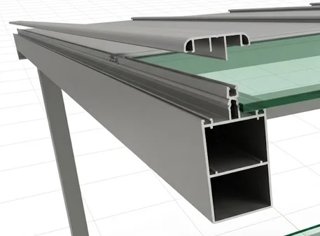 Aluminium-Träger- und Wandprofil in 3D – graue Struktur