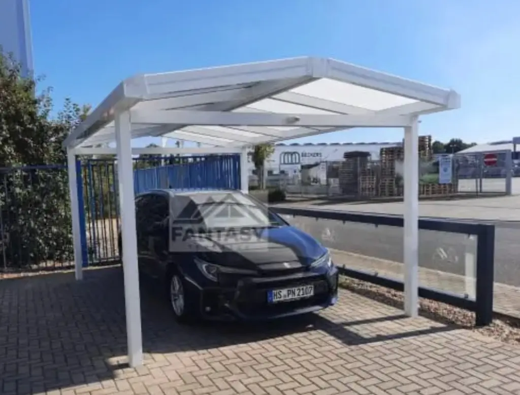 Aluminium Carport Bausatz Satteldach in Weiß